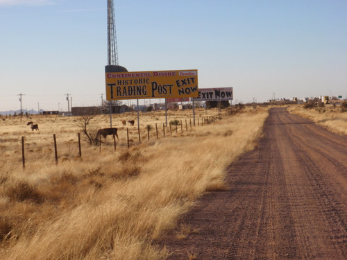 Signs for the Bowlin's Continental Divide Trading Post.